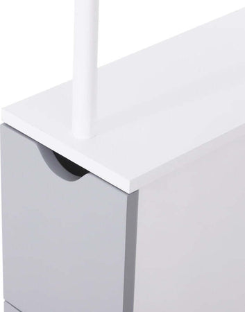 Mobiletto-a-Colonna-Salvaspazio-in-Legno,-Armadietto-da-Bagno-con-Ripiani-e-Armadietti,-Bianco,-15x33x136.5cm-RF7834-114RF7