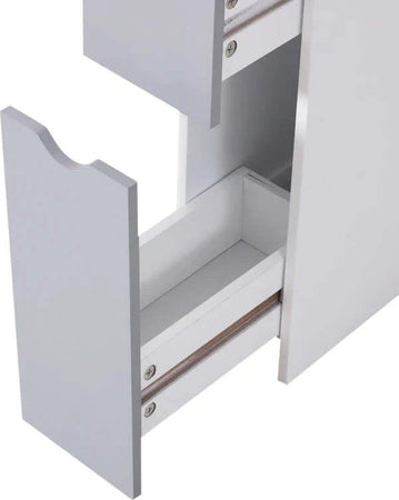 Mobiletto-a-Colonna-Salvaspazio-in-Legno,-Armadietto-da-Bagno-con-Ripiani-e-Armadietti,-Bianco,-15x33x136.5cm-RF7834-114RF7