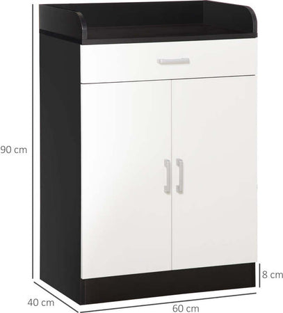 Mobiletto-con-Cassetto-e-Ripiano-Regolabile-per-Cucina,-Soggiorno-e-Anticamera,-in-MDF,-60x40x90cm,-Bianco-e-Nero-,-multiuso-ufficio-studio-ingresso-camera-bagno-F838-219A