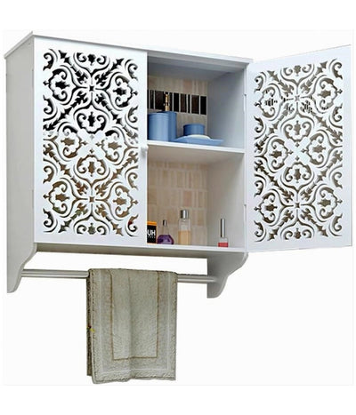 Mobiletto Da Bagno A Parete Con Portasciugamani Armadietto In Mdf A 2 Livelli