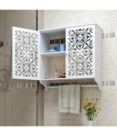 Mobiletto Da Bagno A Parete Con Portasciugamani Armadietto In Mdf A 2 Livelli