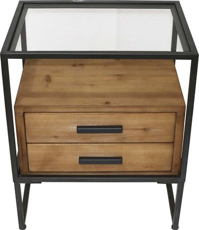 Mobiletto da camera da letto in legno e metallo, con 2 cassetti, piano in vetro, 50 x 40 x h 61 cm Casa e cucina/Organizzazione interni/Porta oggetti cassetti e scaffali/Cassettiere Decor Space - Altamura, Commerciovirtuoso.it
