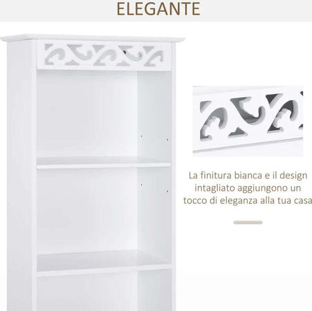 Mobiletto-del-Bagno-a-Torre-3-Ripiani-Regolabili-su-3-Livelli-e-1-Ampio-Armadietto-Inferiore-Manopole-sull'Anta-MDF-Bianco-40x23x160cm-ED6834-198ED6