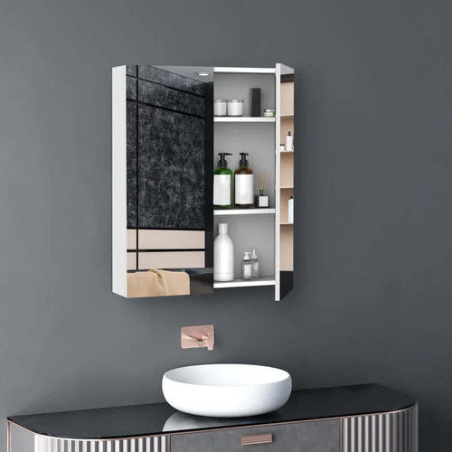 Mobiletto-Pensile-da-Bagno-con-2-Ante-e-Specchiera-in-MDF-Bianco-60-x-75-x-15cm-TE6811-032TE6