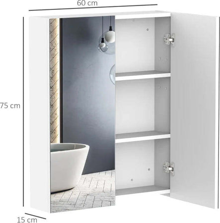 Mobiletto-Pensile-da-Bagno-con-2-Ante-e-Specchiera-in-MDF-Bianco-60-x-75-x-15cm-TE6811-032TE6