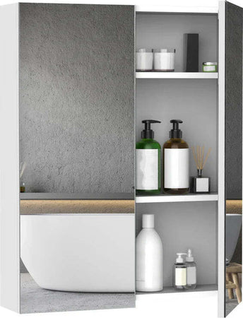 Mobiletto-Pensile-da-Bagno-con-2-Ante-e-Specchiera-in-MDF-Bianco-60-x-75-x-15cm-TE6811-032TE6