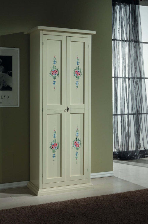 MOBILI-2G---ARMADIETTO-PORTA-SCARPE-LEGNO-AVORIO-E-DECORI-77X45X193