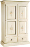 MOBILI-2G---ARMADIO-2-PORTE-IN-LEGNO-SHABBY-BIANCO-PATINATO/VERDE-125X61X200