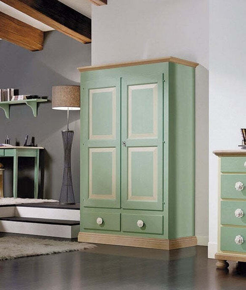 MOBILI-2G---Armadio-2-porte-in-legno-verde-e-miele-shabby-127x60x200