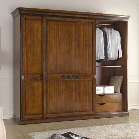 MOBILI-2G---ARMADIO-2-PORTE-SCORREVOLI-ARTE-POVERA-IN-LEGNO-TINTA-NOCE-290x67x247