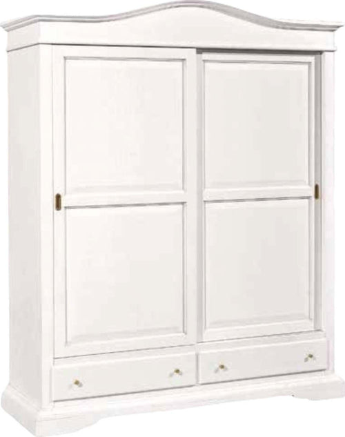MOBILI-2G---ARMADIO-2-PORTE-SCORREVOLI-CLASSICO-LEGNO-BIANCO-180x67x225H