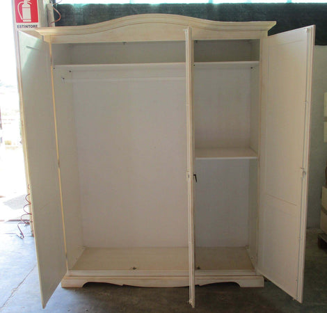 MOBILI-2G---ARMADIO-3-ANTE-IN-LEGNO-BIANCO-SHABBY-GENDARME-158x56x197H