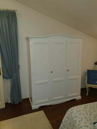 MOBILI-2G---ARMADIO-3-ANTE-IN-LEGNO-BIANCO-SHABBY-GENDARME-158x56x197H