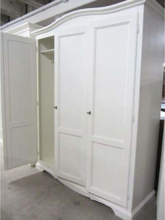 MOBILI-2G---ARMADIO-3-ANTE-IN-LEGNO-BIANCO-SHABBY-GENDARME-158x56x197H