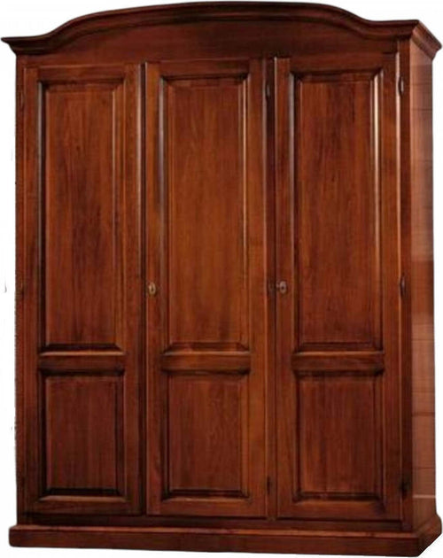MOBILI-2G---Armadio-3-ante-in-legno-massello-classico-tinta-noce-cappello-tondo-158x56x197H