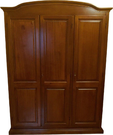 MOBILI-2G---Armadio-3-ante-in-legno-massello-classico-tinta-noce-cappello-tondo-158x56x197H
