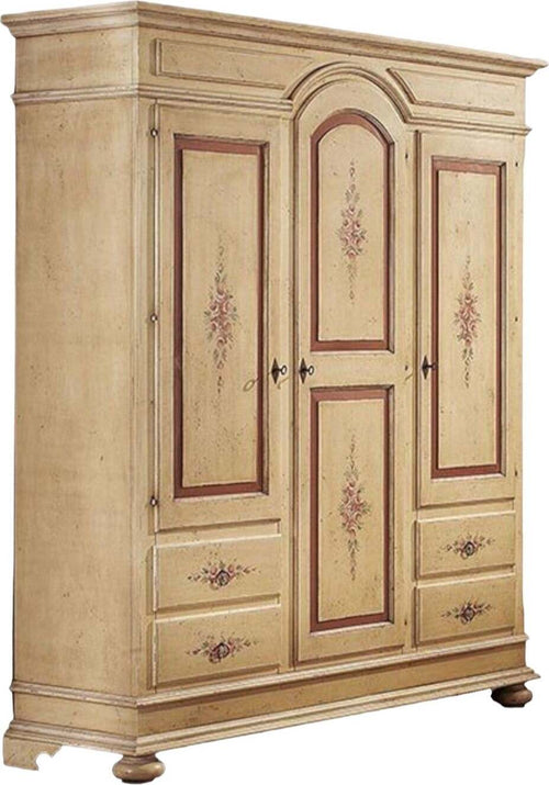 MOBILI-2G---ARMADIO-3-PORTE-ARTE-POVERA-IN-LEGNO-AVORIO-E-ROSSO-ANTICATO-184X60X223