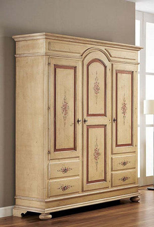MOBILI-2G---ARMADIO-3-PORTE-ARTE-POVERA-IN-LEGNO-AVORIO-E-ROSSO-ANTICATO-184X60X223