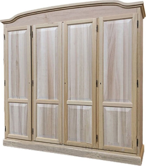 MOBILI-2G---Armadio-4-ante-cappello-sagomato-In-Legno-grezzo-205x56x197