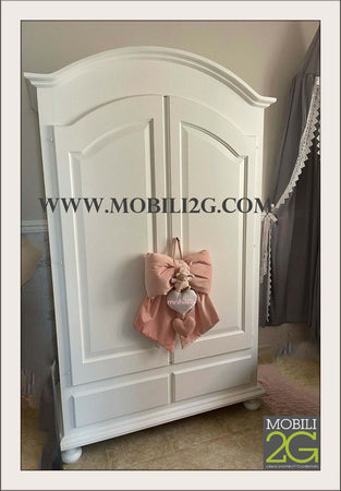 MOBILI-2G---ARMADIO-CAPPELLO-TONDO-BIANCO-OPACO-SHABBY-125x60x200