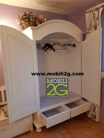 MOBILI-2G---ARMADIO-CAPPELLO-TONDO-BIANCO-OPACO-SHABBY-125x60x200