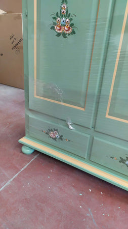MOBILI-2G---Armadio-Classico-2-Ante-Shabby-legno-verde-con-decori-125x61x200
