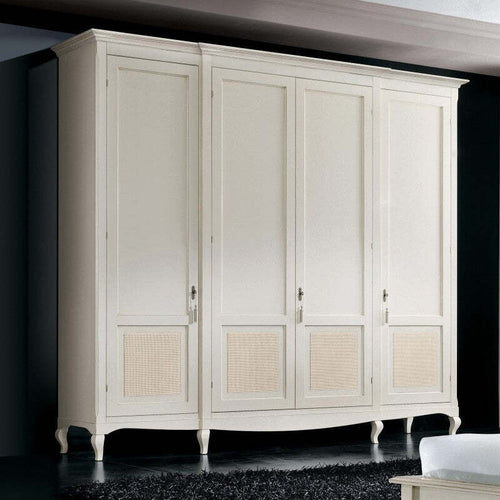 MOBILI-2G---Armadio-classico-4-porte-paglia-di-vienna-Legno-bianco-shabby-286x65x255