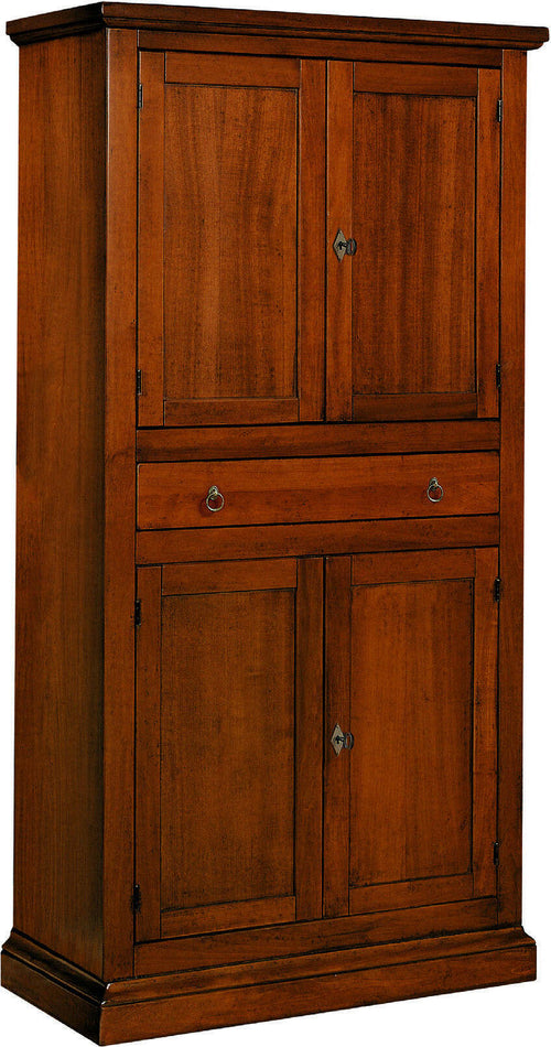 MOBILI-2G---ARMADIO-DISPENSA-4-PORTE-ARTE-POVERA-IN-LEGNO-TINTA-NOCE-80x40x150