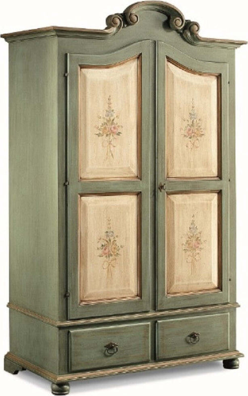 MOBILI-2G---ARMADIO-IN-LEGNO-SHABBY-VERDE-AVORIO-E-FILO-ECRU'-122X60X204