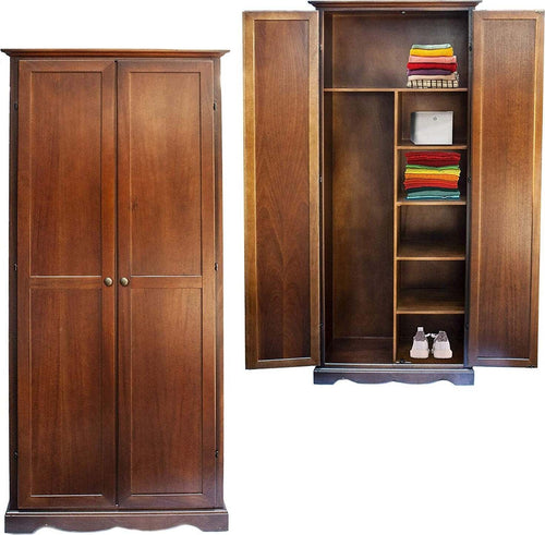 MOBILI-2G---ARMADIO-STIPO-IN-LEGNO-NOCE-SCURO-ARTE-POVERA-87x40x192