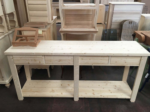 MOBILI-2G---Bancone-4-cassetti-1-ripiano-in-legno-classico-grezzo-L.200-P.50-H.90