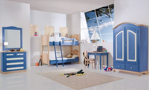 MOBILI-2G---CAMERETTA-DA-LETTO-A-CASTELLO-LEGNO-MASSELLO-COLORE-BLU