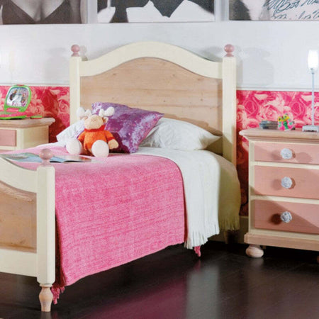 MOBILI-2G---CAMERETTA-DA-LETTO-SINGOLO-LEGNO-MASSELLO-COLORE-ROSA