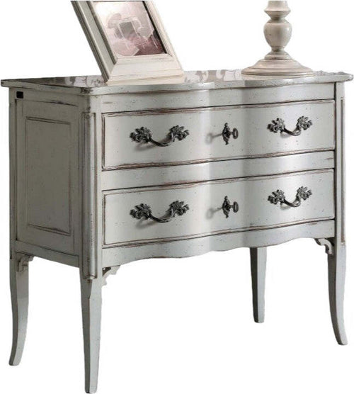 MOBILI-2G---Cassettiera-2-cassetti-Legno-bianco-Shabby-chic-92x44x79