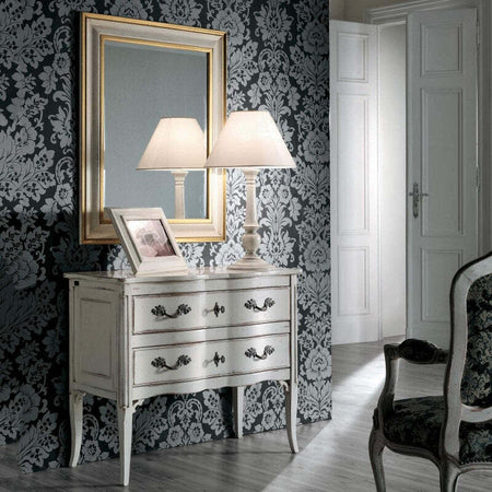 MOBILI-2G---Cassettiera-2-cassetti-Legno-bianco-Shabby-chic-92x44x79