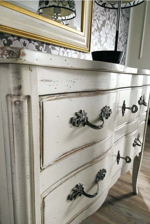 MOBILI-2G---Cassettiera-2-cassetti-Legno-bianco-Shabby-chic-92x44x79