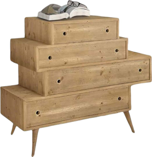 MOBILI-2G---CASSETTIERA-4-CASSETTI-IN-LEGNO-ABETE-SPAZZOLATO-110X45X95