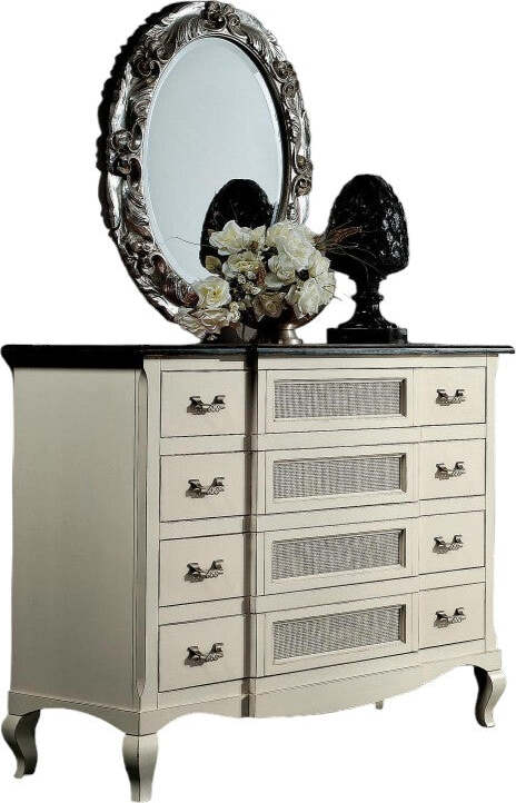 MOBILI-2G---Cassettiera-4-cassetti-Legno-Shabby-Bianco-bicolore-124x55x105