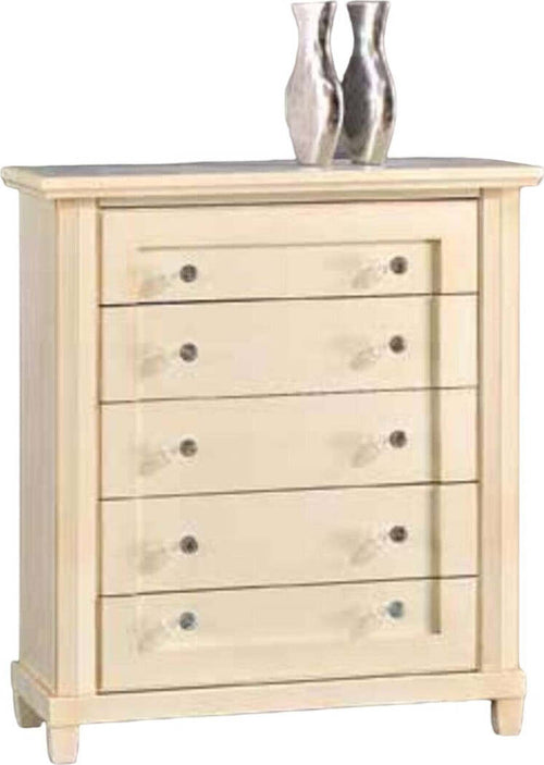 MOBILI-2G---CASSETTIERA-5-CASSETTI-CLASSICA-IN-LEGNO-AVORIO-PATINATO-87X40X99