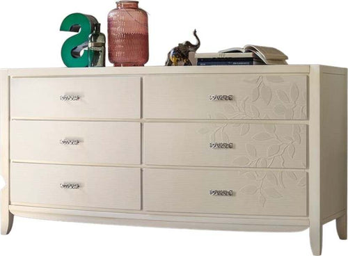 MOBILI-2G---CASSETTIERA-6-CASSETTI-CON-DECORO-FOGLIA-IN-LEGNO-MASSELLO-L.180-P.56-H.90