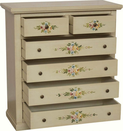 MOBILI-2G---Cassettiera-6-cassetti-in-legno-shabby-avorio-anticato-decorato-86x40X96