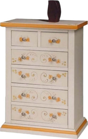 MOBILI-2G---Cassettiera-6-cassetti-in-legno-shabby-bianco-anticato-decorato-62x37X93