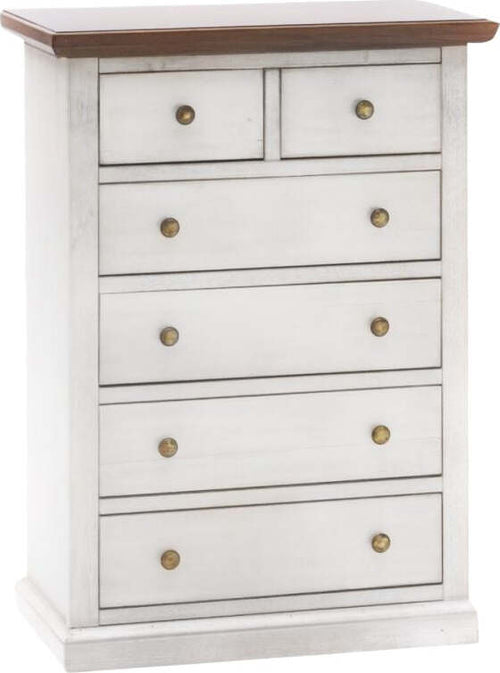 MOBILI-2G---Cassettiera-6-cassetti-in-legno-shabby-bianco-anticato-noce-62x37X93