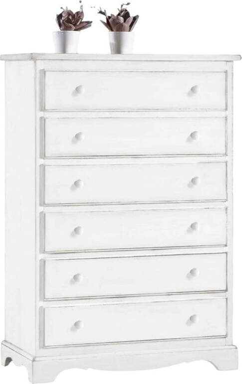 MOBILI-2G---Cassettiera-6-cassetti-legno-shabby-bianco-97x49X140