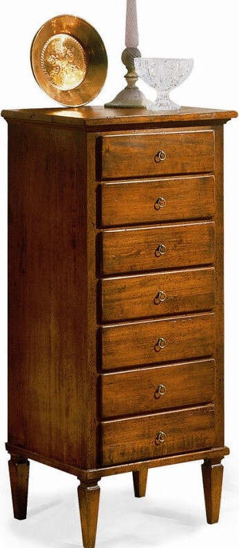 MOBILI-2G---Cassettiera-7-cassetti-in-legno-arte-povera-tinta-noce-L.49-x-P.37-H.106