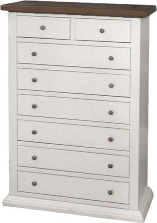 MOBILI-2G---Cassettiera-8-cassetti-in-legno-shabby-bianco-e-noce-87x40X125