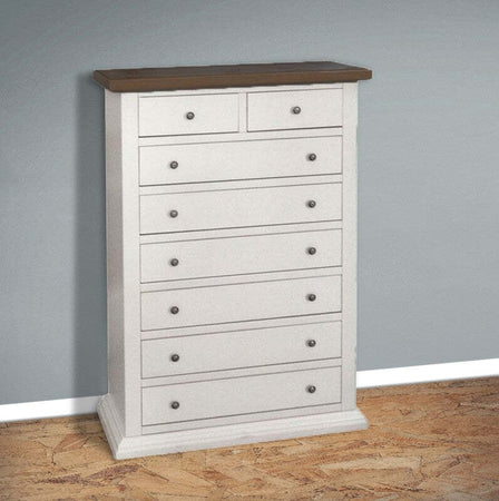 MOBILI-2G---Cassettiera-8-cassetti-in-legno-shabby-bianco-e-noce-87x40X125
