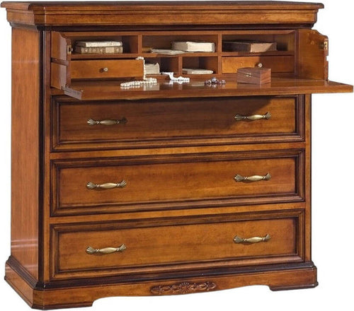 MOBILI-2G---Cassettiera-classica-4-cassetti-ribalta-legno-tinta-noce-126x55x117
