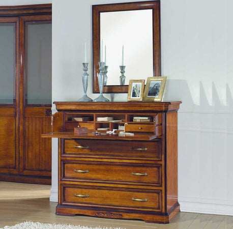 MOBILI-2G---Cassettiera-classica-4-cassetti-ribalta-legno-tinta-noce-126x55x117