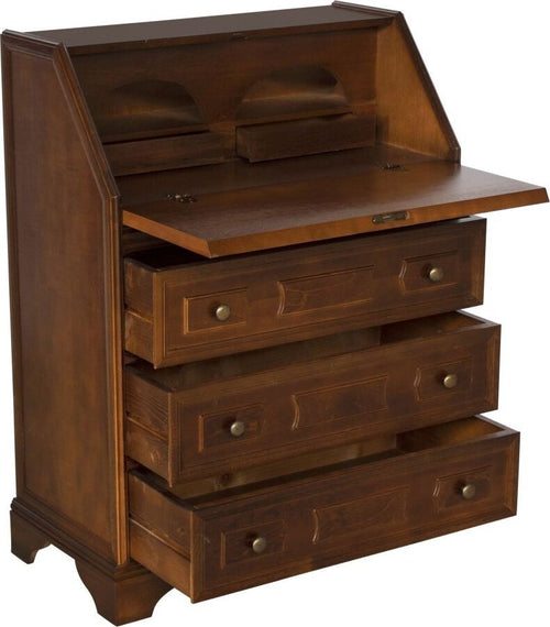 MOBILI-2G---Cassettiera-classica-5-cassetti-con-ribalta-legno-tinta-noce-scuro-66x38X80